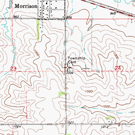 Topographic Map of Washington Township Cemetery, IA