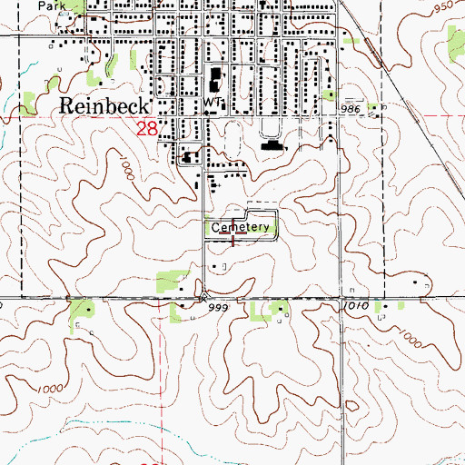 Topographic Map of Reinbeck City Cemetery, IA