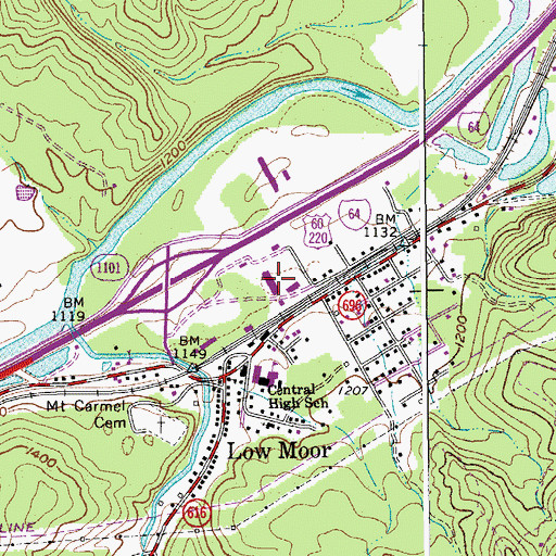 Topographic Map of LewisGale Hospital Alleghany, VA