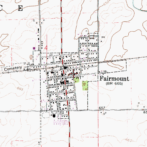 Topographic Map of Fairmount United Methodist Church, IL