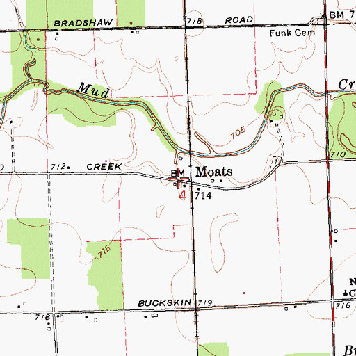 Topographic Map of Moats Post Office (historical), OH