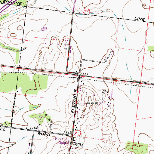 Topographic Map of Oxtoby Post Office (historical), OH