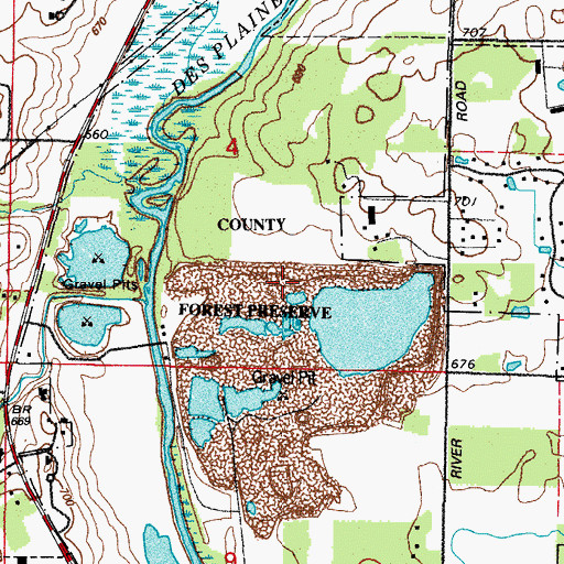 Topographic Map of Independence Grove County Forest Preserve, IL