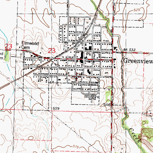Topographic Map of Greenview Christian Church, IL