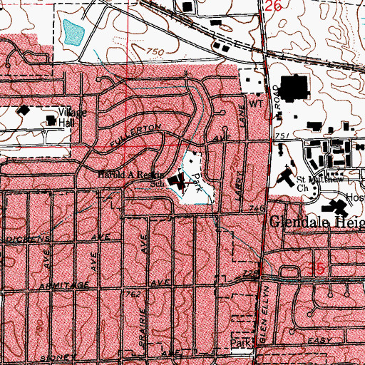 Topographic Map of Harold Reskin School, IL