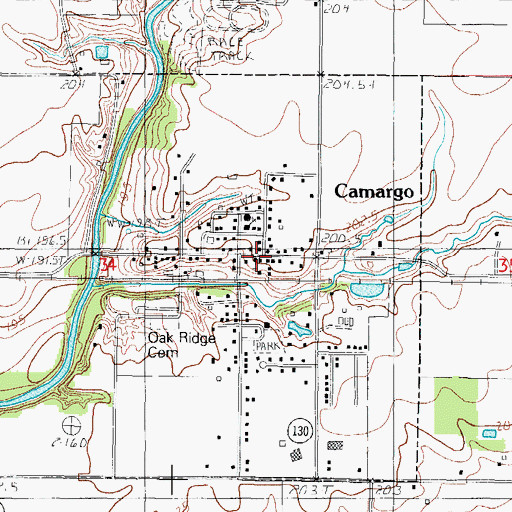 Topographic Map of Camargo United Methodist Church, IL