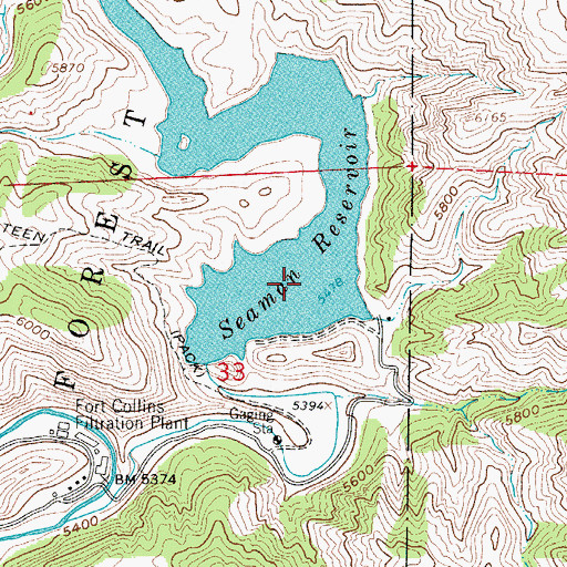 Topographic Map of Seaman Reservoir, CO
