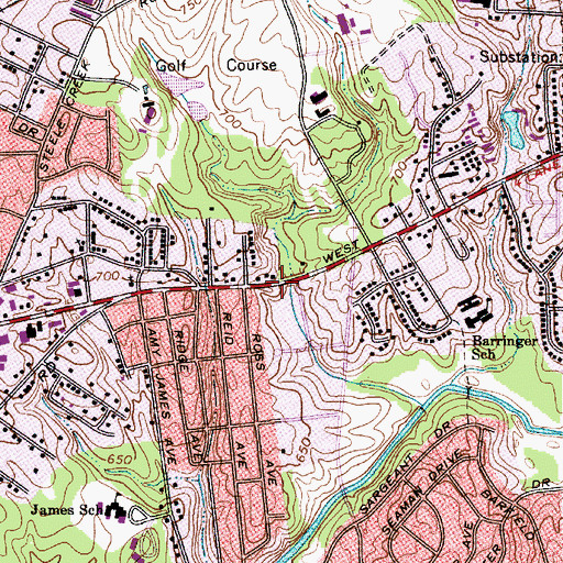 Topographic Map of Public Library of Charlotte and Mecklenburg County - West Boulevard Branch, NC