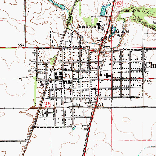 Topographic Map of Chrisman United Methodist Church, IL