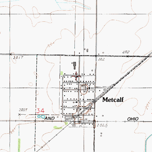 Topographic Map of Metcalf Christian Church, IL