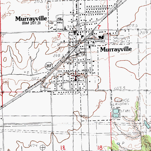 Topographic Map of Murrayville United Methodist Church, IL