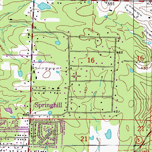 Topographic Map of Springhill, AR
