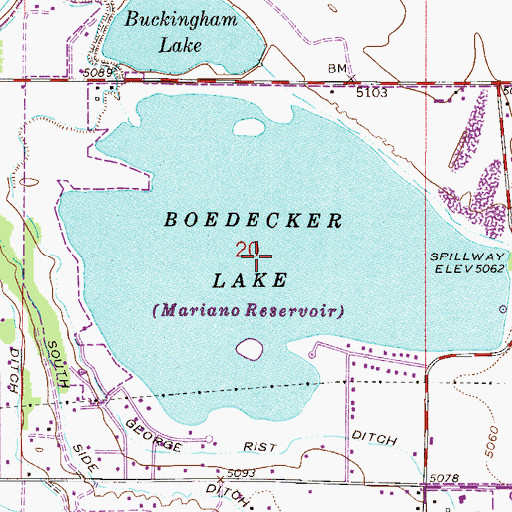 Topographic Map of Mariano Reservoir, CO