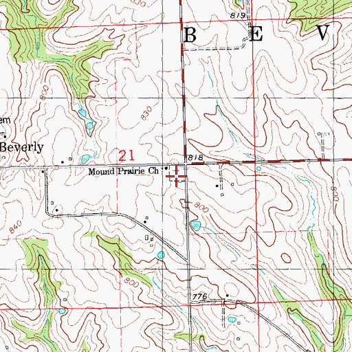 Topographic Map of Mound Prairie Cemetery, IL