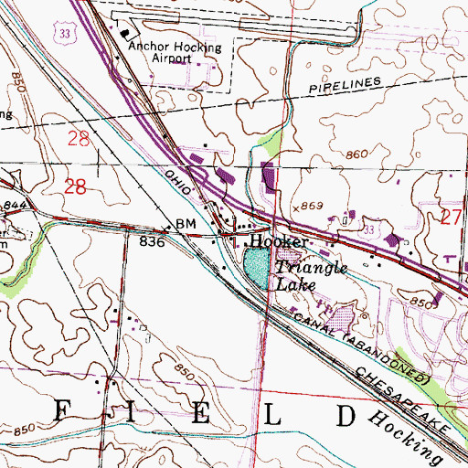 Topographic Map of Hooker Post Office (historical), OH