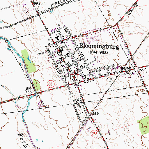 Topographic Map of Bloomingburg Post Office, OH