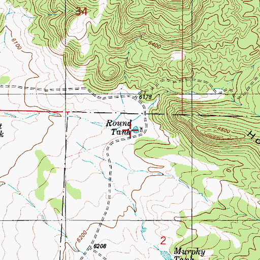 Topographic Map of Round Tank, NM