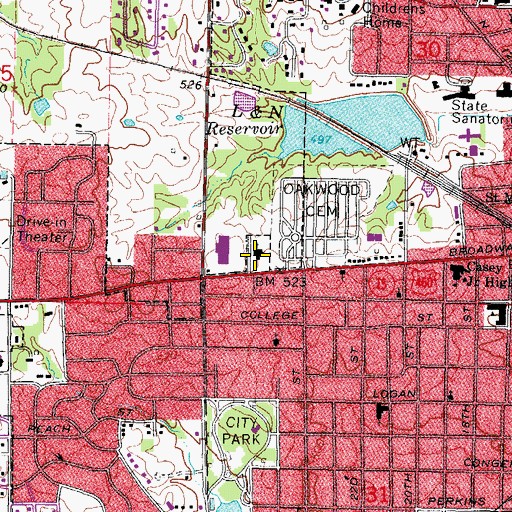 Topographic Map of First Presbyterian Church, IL