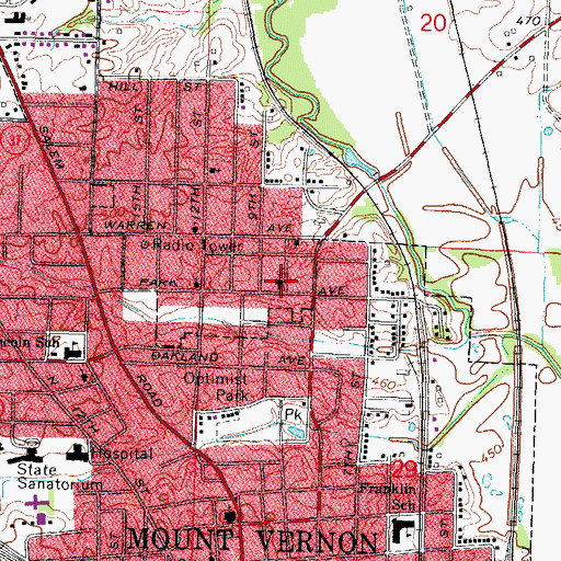 Topographic Map of Park Avenue Baptist Church, IL