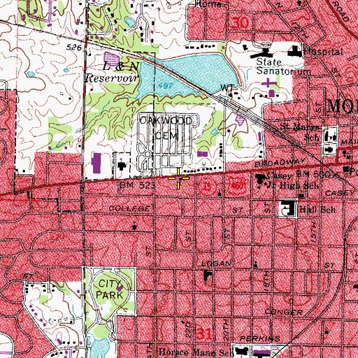 Topographic Map of Seventh Day Adventist Church, IL