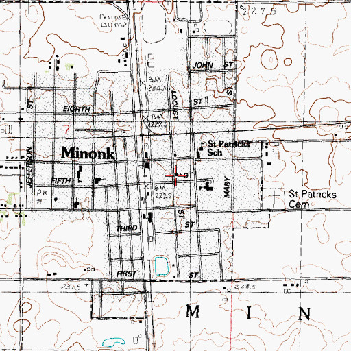 Topographic Map of Minonk Baptist Church, IL