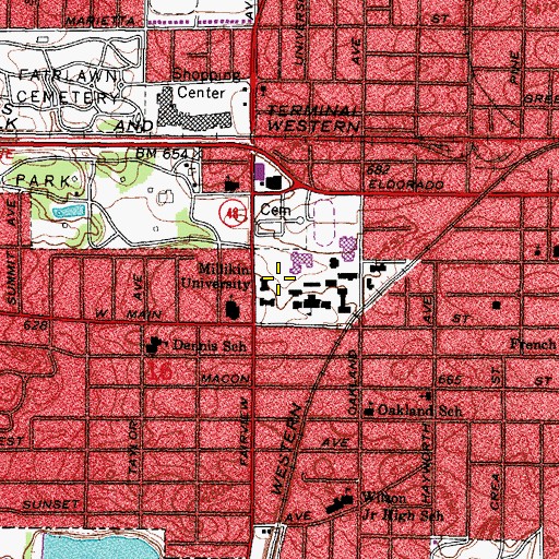 Topographic Map of Staley Library, IL