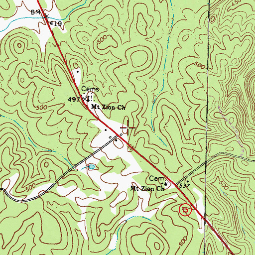 Topographic Map of Mount Zion Methodist Church Cemetery, GA