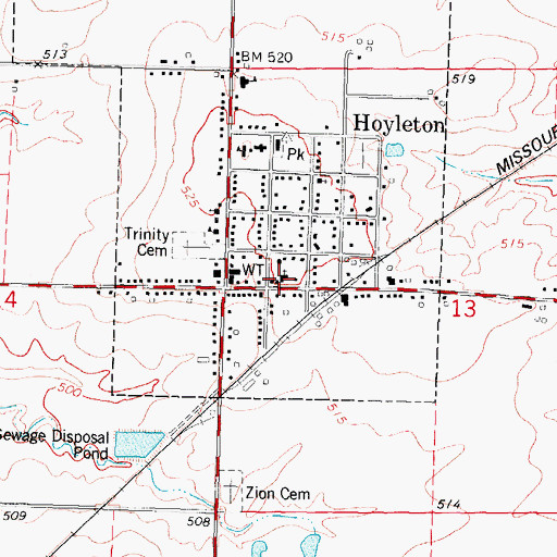 Topographic Map of Zion Evangelical United Church, IL