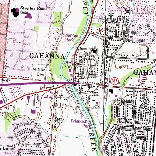 Topographic Map of Gahanna Post Office (historical), OH