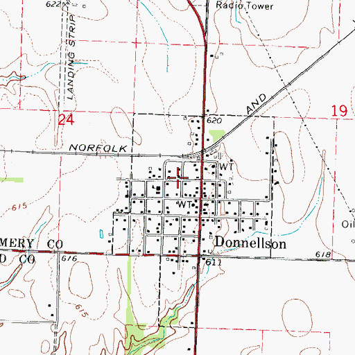 Topographic Map of Donnellson First Baptist Church, IL