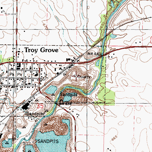Topographic Map of Troy Grove Stone Quarry, IL