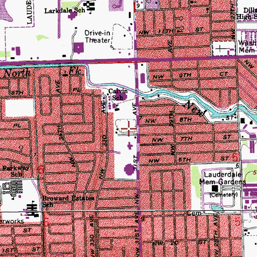 Topographic Map of Calvin School, FL