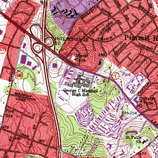Topographic Map of Davis Career Center, VA