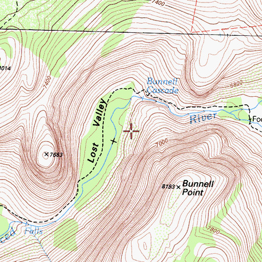 Topographic Map of Bunnell Cliff, CA