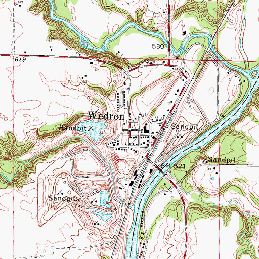 Topographic Map of Wedron United Methodist Church, IL