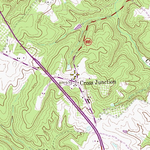 Topographic Map of Cross Junction School Number 1 (historical), VA