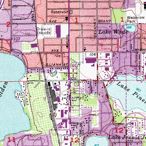 Topographic Map of Lake Eola Park, FL