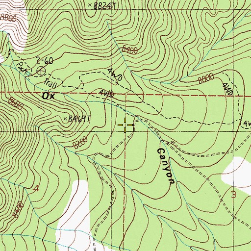 Topographic Map of Ox Canyon Trailhead, NM