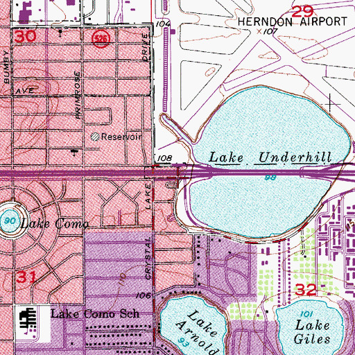 Topographic Map of West Underhill Park, FL