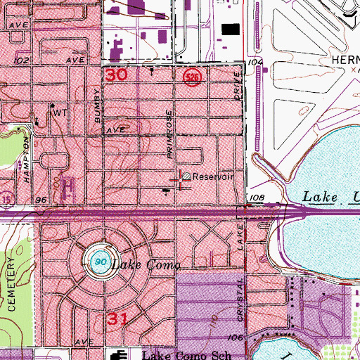 Topographic Map of Cherry Tree Park, FL