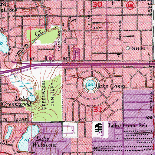 Topographic Map of Lake Como Park, FL