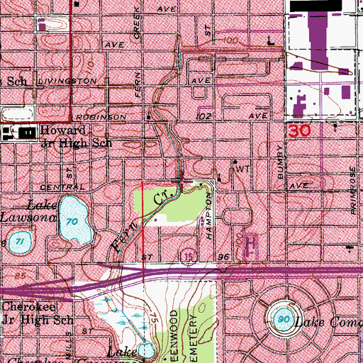 Topographic Map of Mayor Carl Langford Park, FL