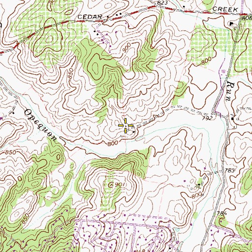 Topographic Map of Long Meadows Building, VA