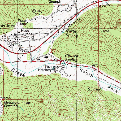 Topographic Map of Church Spring, NM