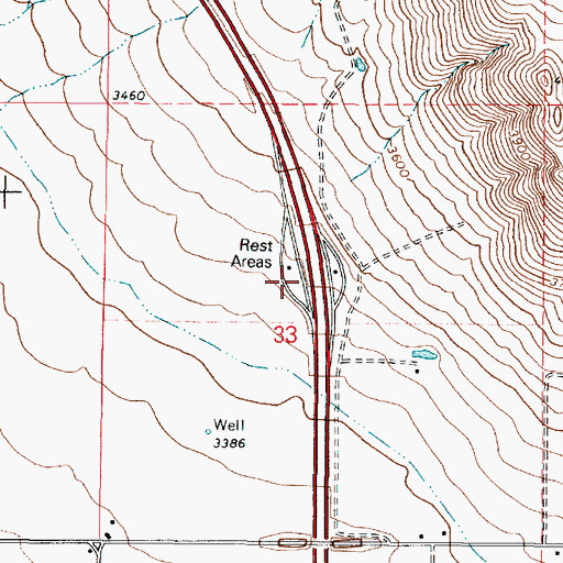Topographic Map of Baker Valley Safety Rest Area, OR