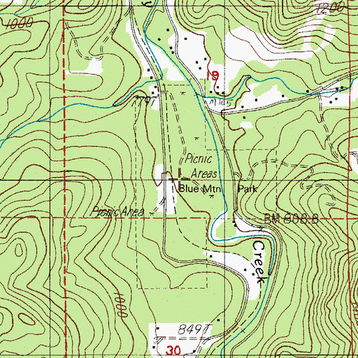 Topographic Map of Blue Mountain County Park, OR