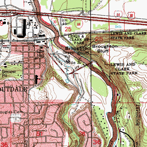 Topographic Map of Glen Otto City Park, OR