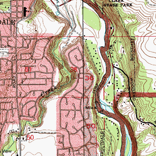 Topographic Map of Lewellyn City Park, OR