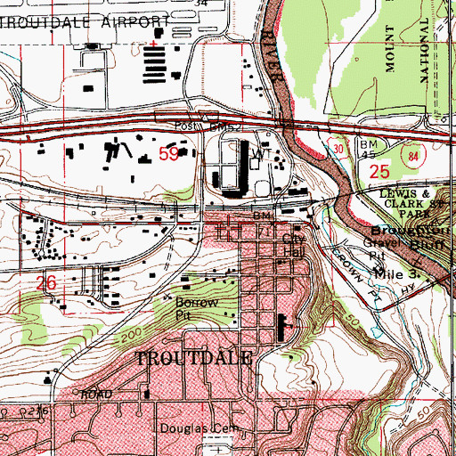 Topographic Map of Mayor's Square City Park, OR