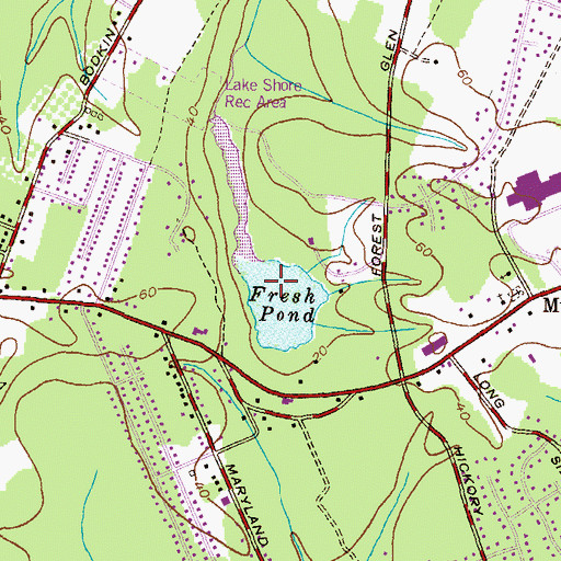 Topographic Map of Fresh Pond Bog, MD